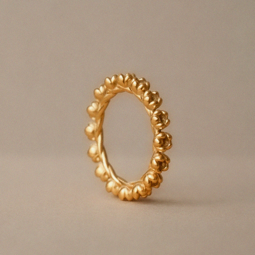 Серебряное кольцо Желтые бутоны - покрытие золото