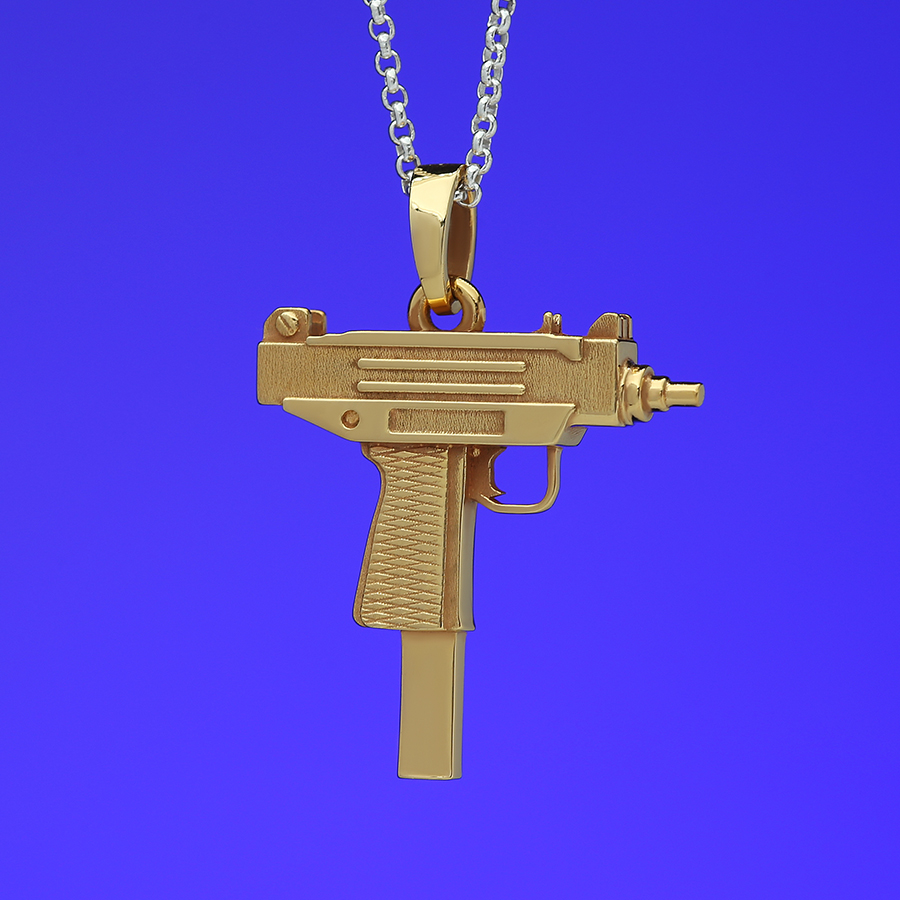 Кулон Пистолет "Узи" в позолоте