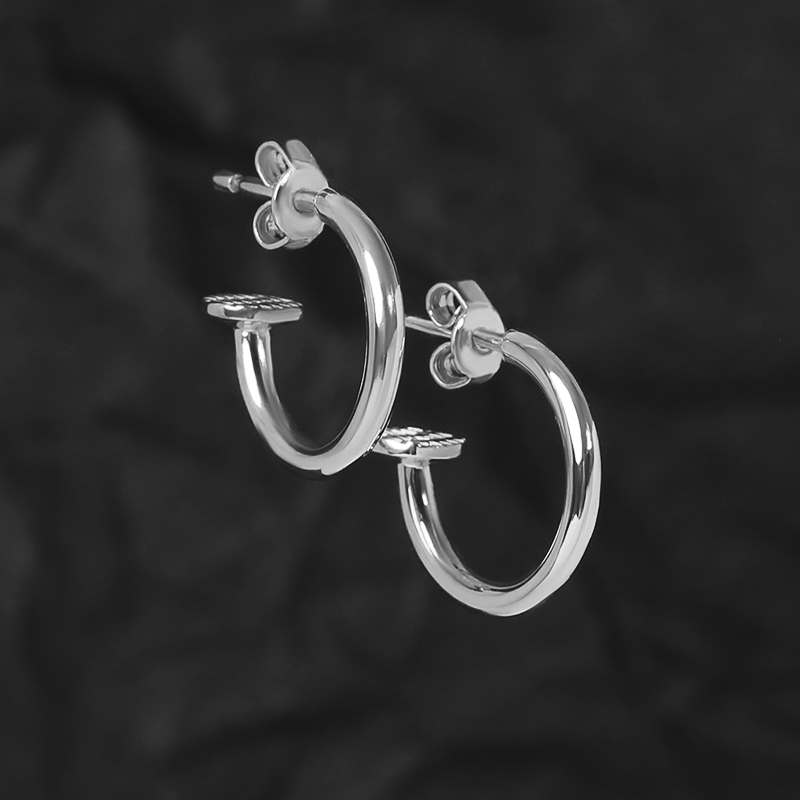 Серьги круглые серебро