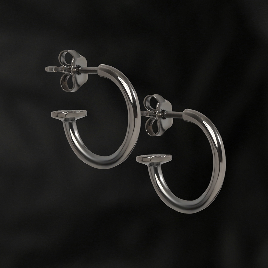 Серьги круглые чернёные