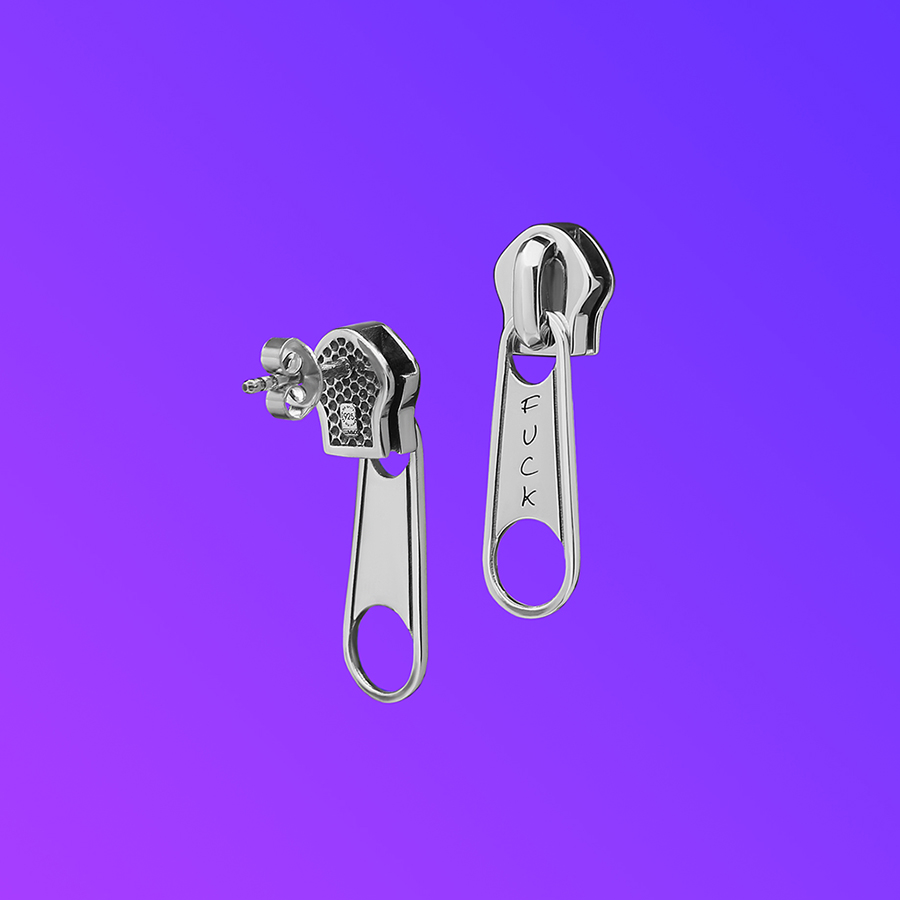 Серьга "Бегунок молнии"