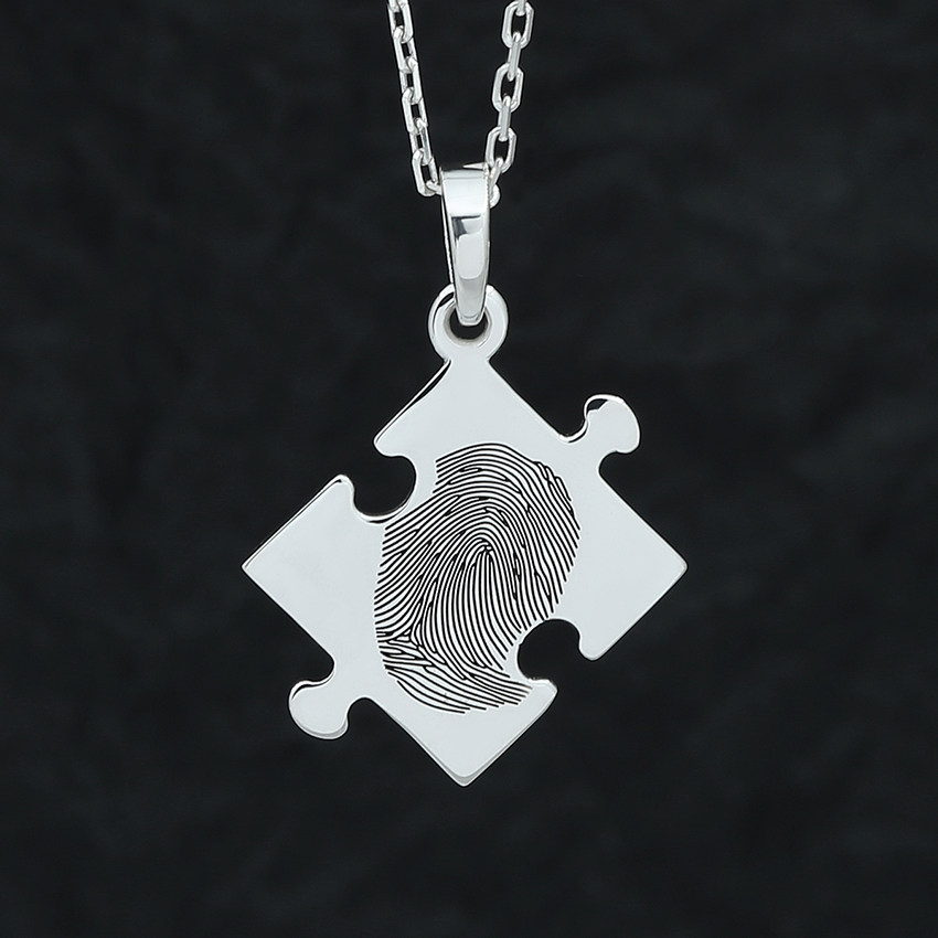 Кулон "Пазл" с отпечатком пальца