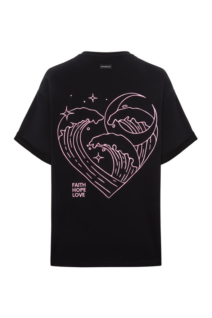 t-shirt LOVE RULES black/bubble gum