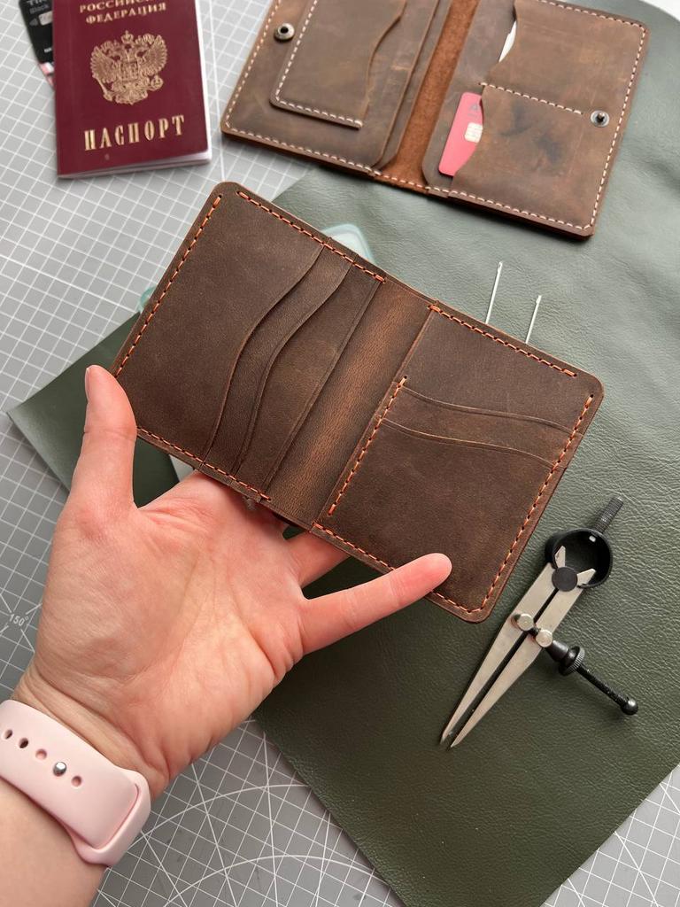 Кошелек для купюр и карт, кожа crazy horse