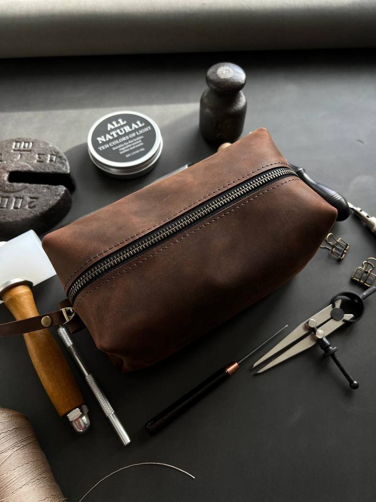 Несессер кожаный small, коричневый