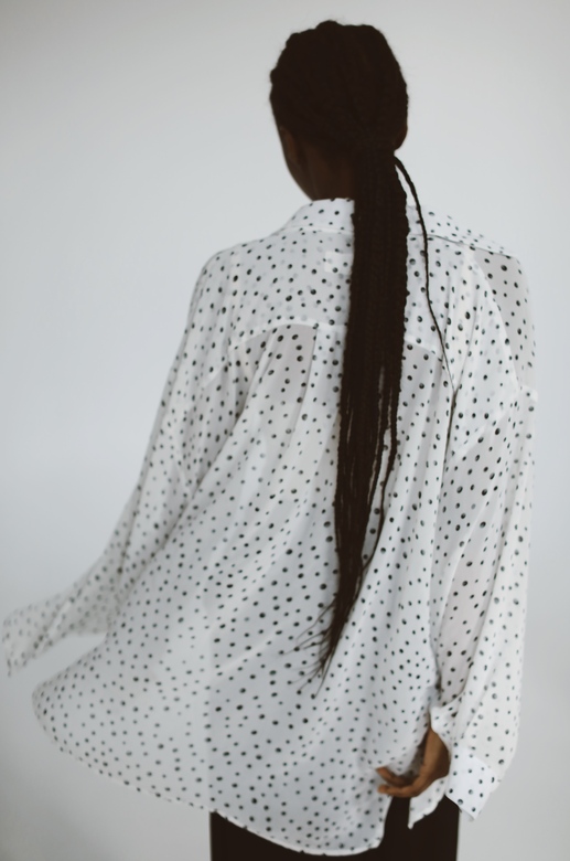 Рубашка oversize из шифона с акварельным принтом