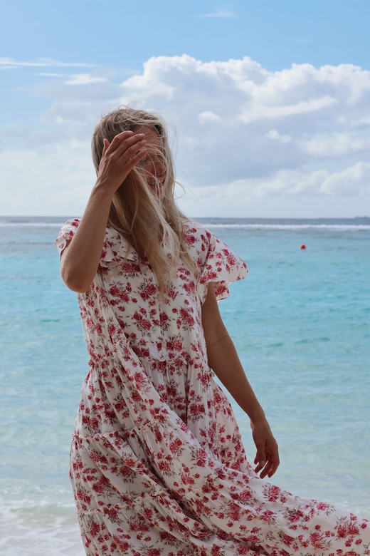 Платье «Пудра» midi с рукавом крылышко c принтом розочки