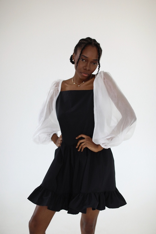 Платье «Princess» с контрастными рукавами из органзы