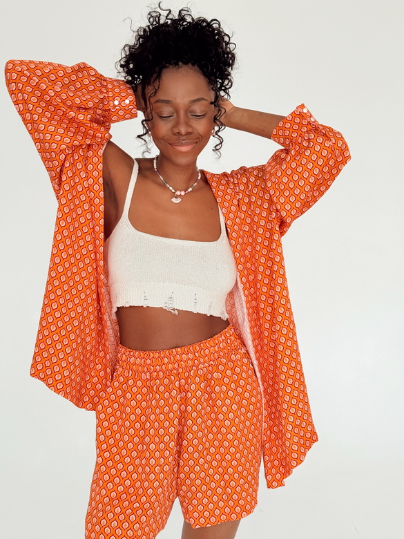 Костюм «Папайя» кимоно на поясе с шортами