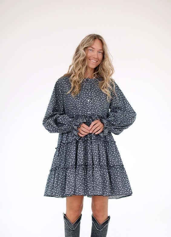 Платье «Пудра» мини -из коттона с мелким цветочным принтом