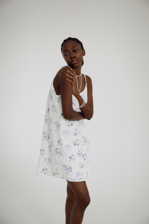 Платье «Bali»  mini  из шифона с цветочным акцентом