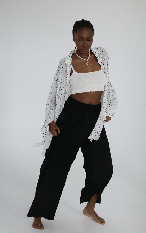 Брюки  из струящейся вискозы чёрного цвета