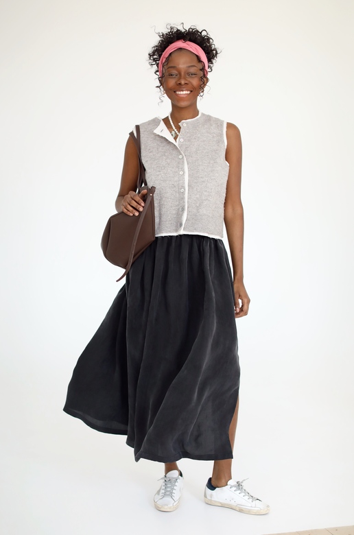 Юбка из купры графитового цвета