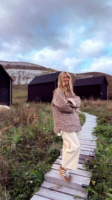 Стеганый жакет  из мягкой фланели с цветочным принтом