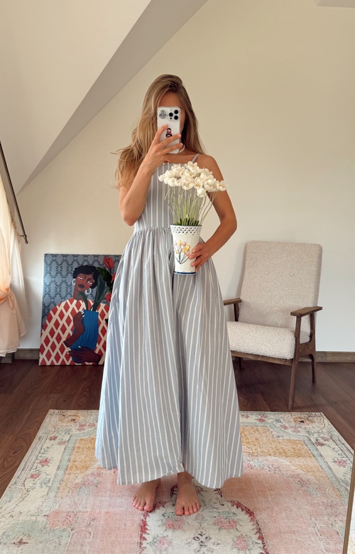 Сарафан на регулируемых бретелях из хлопка в полоску