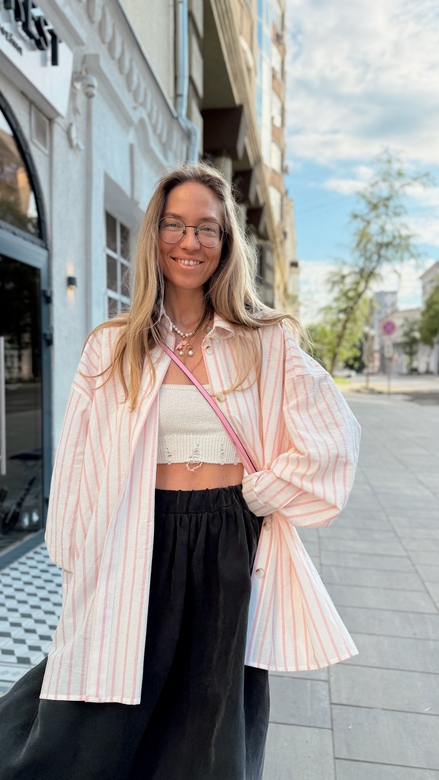 Рубашка из хлопка в розовую полоску