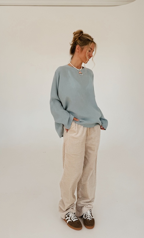 Брюки из хлопкового вельвета  молочного цвета