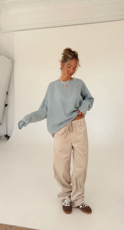 Брюки из хлопкового вельвета  молочного цвета