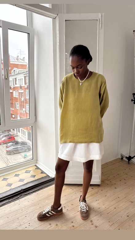 Лонгслив из купры (Savannah Green color)