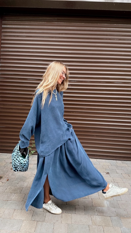 Лонгслив из купры «Simple» синего цвета