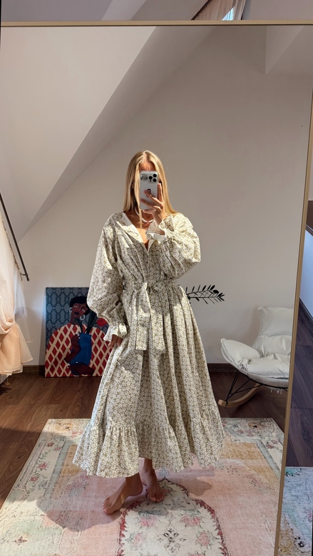 Платье миди из  мягкой фланели фисташкового цвета