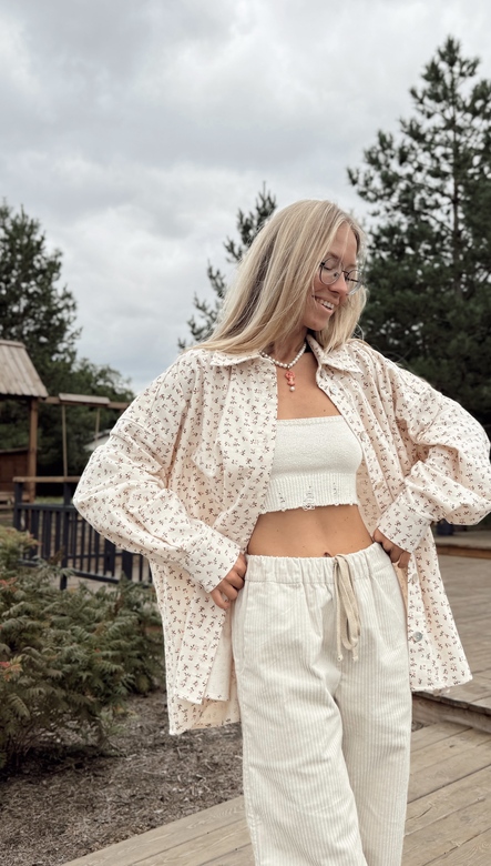 Рубашка из мягкой фланели с цветочным акцентом