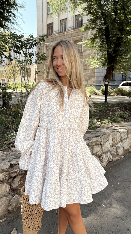 Платье «Пудра» из мягкой фланели пудрово-розового цвета