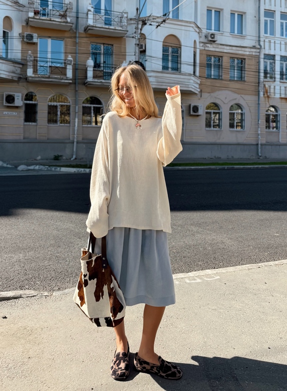 Юбка  с карманами из лиоцелла  светло-голубого цвета