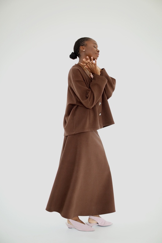 Юбка миди темно-коричневого цвета