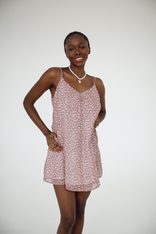 Платье «Bali» цвета какао с мелким принтом