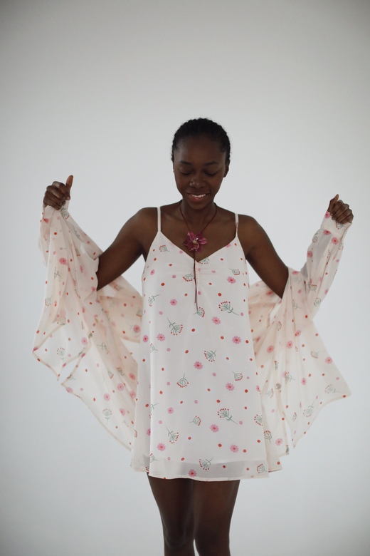 Рубашка oversize из шифона "Розовое море"