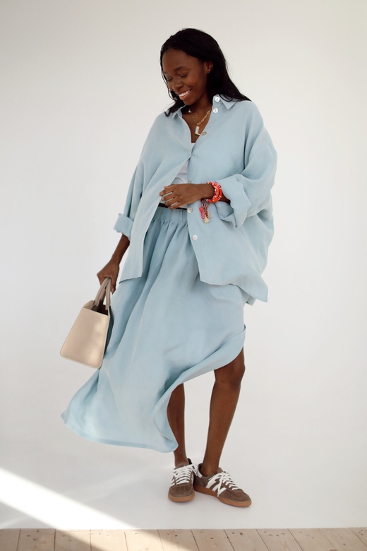 Рубашка "Симпл" из купры небесно-голубого цвета