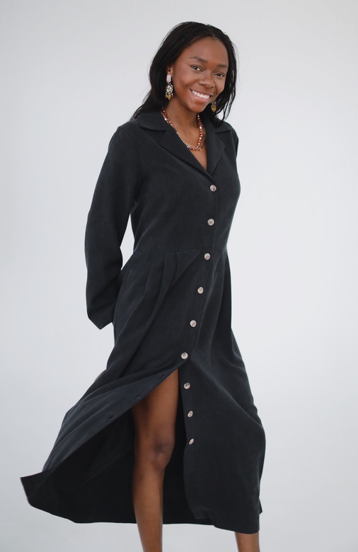 Платье «Кармен» из лиоцелла графитового цвета