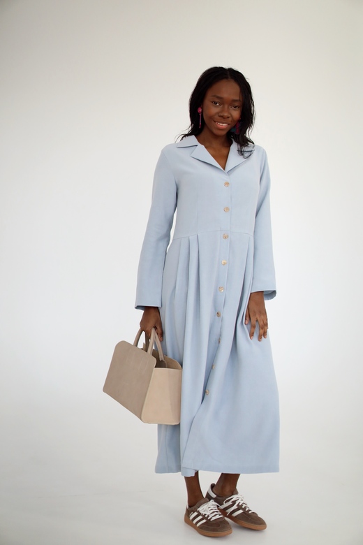 Платье «Кармен» из лиоцелла  светло-голубого цвета