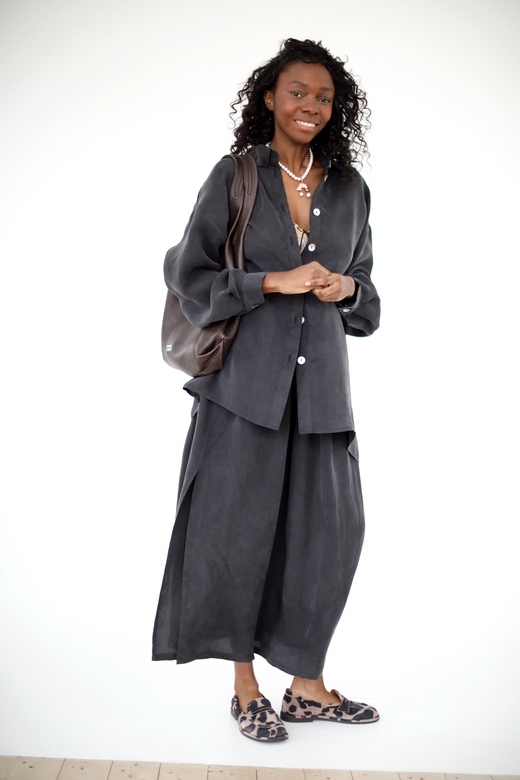 Рубашка "Симпл" из купры  графитового цвета