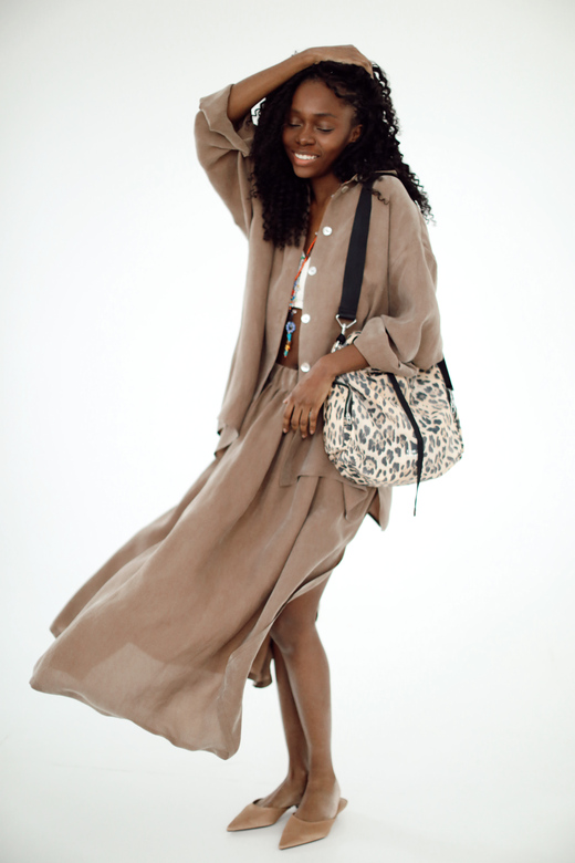 Сет из купры: юбка + рубашка «Симпл» шоколадного цвета