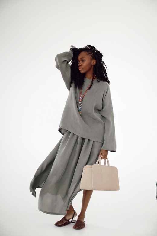 Юбка из купры цвета хаки