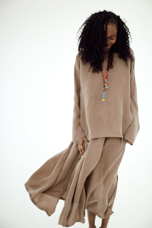 Лонгслив из купры «Симпл»  шоколадного цвета