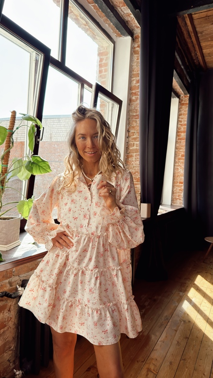 Платье «Пудра» из лёгкой вискозы с цветочным принтом