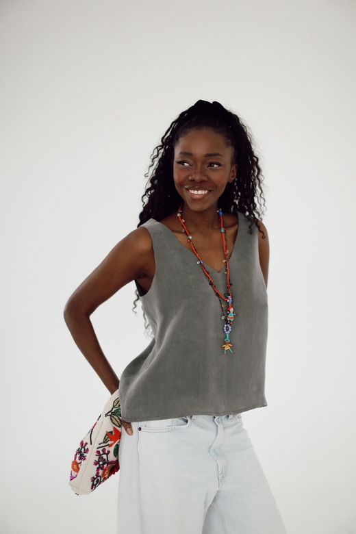 Топ из купры «Симпл»  цвета хаки