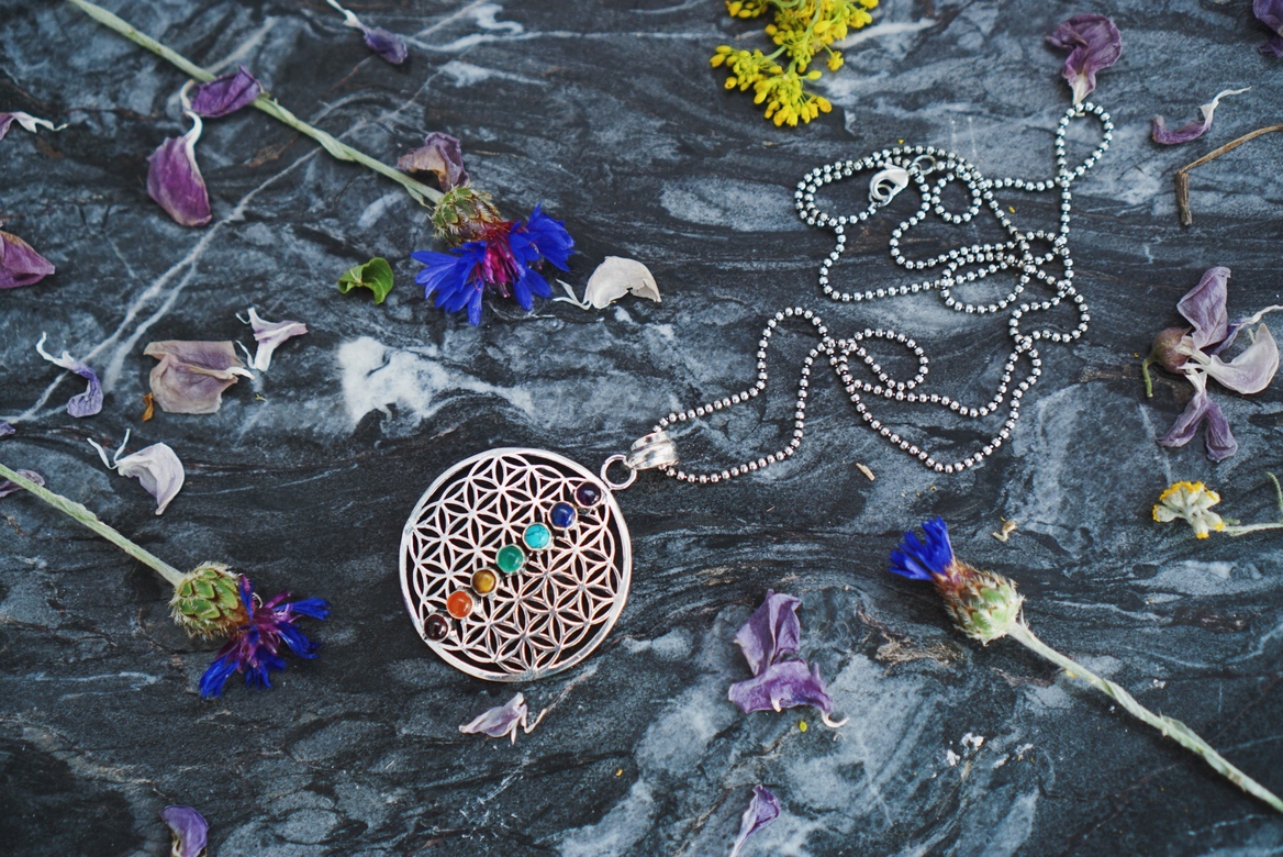 Кулон "цветок жизни" с 7 чакрами