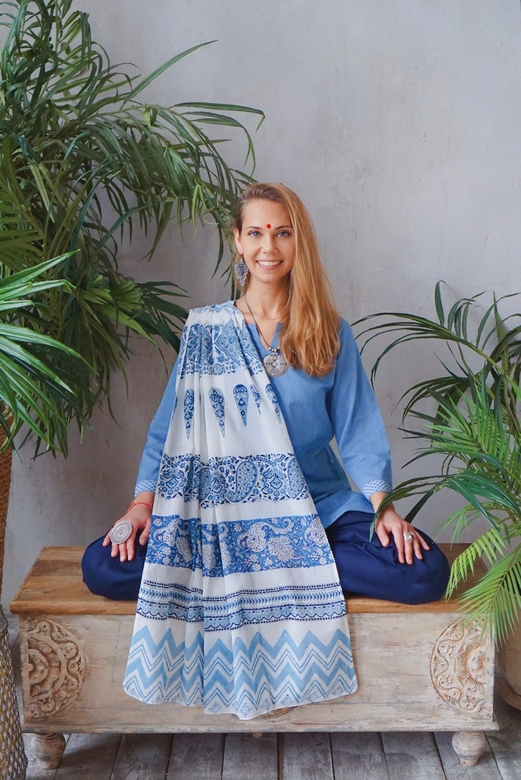 Синий сальвар камиз, L