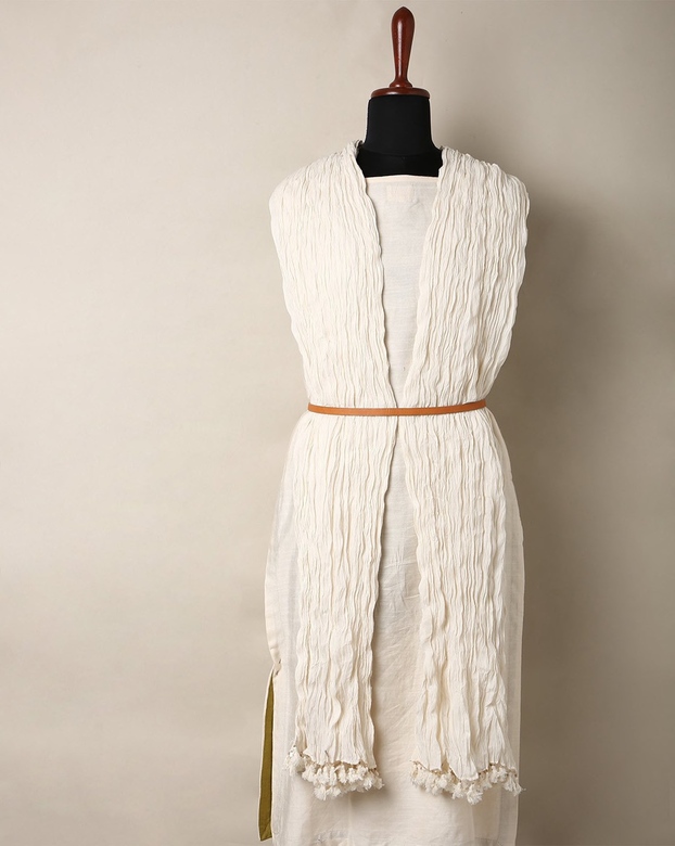 Шаль/дупатта белого цвета