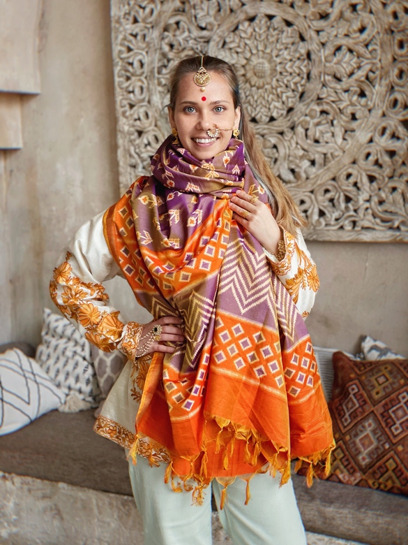 Большой шёлковый палантин