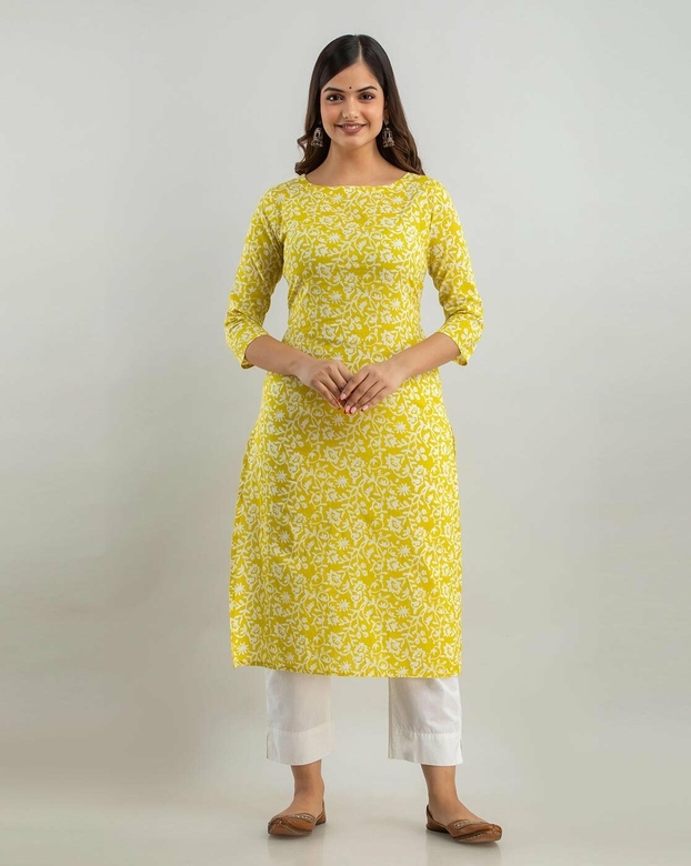 Желтая туника с цветочным принтом, S