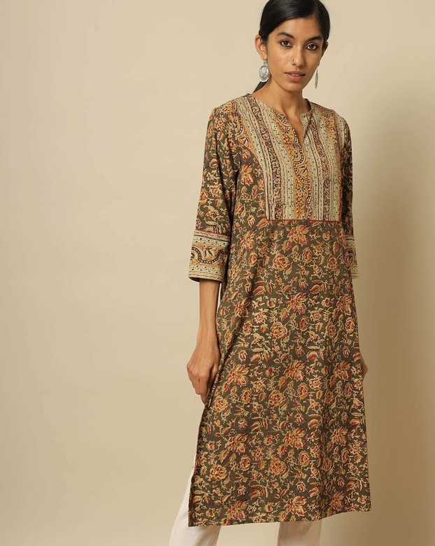 Коричневая туника с цветочным принтом, S