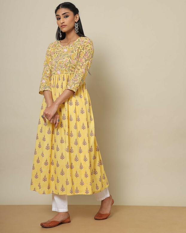 Желтое платье с цветочным принтом, XXL