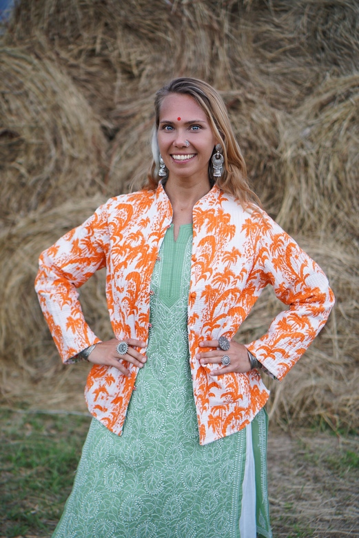 Светлый жакет с пальмами, M-L