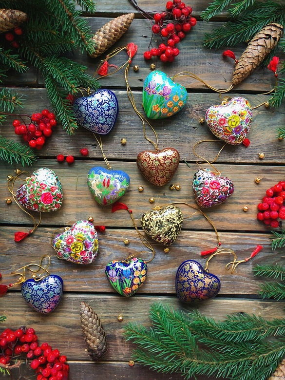 Ёлочные игрушки "Сердечки"