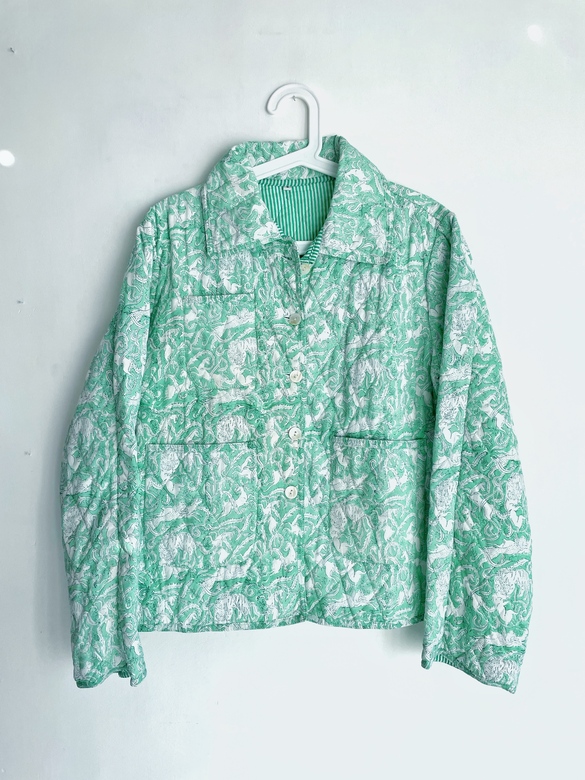 Мятный жакет с набивным рисунком, S